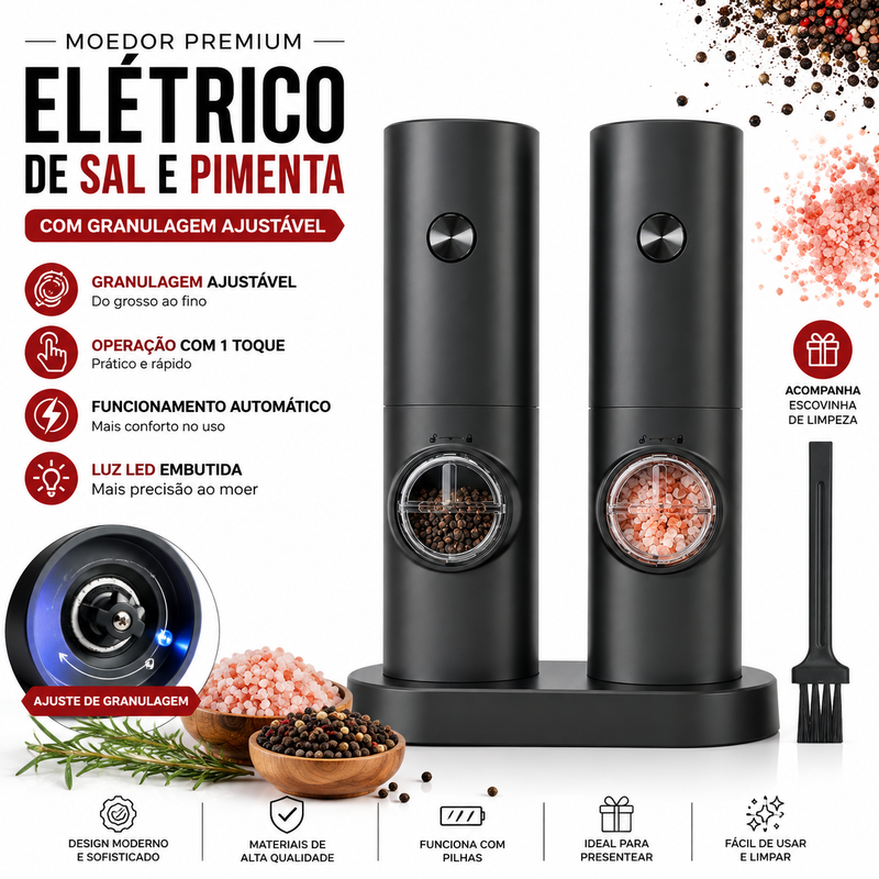 Moedor Premium de Sal e Pimenta com Base