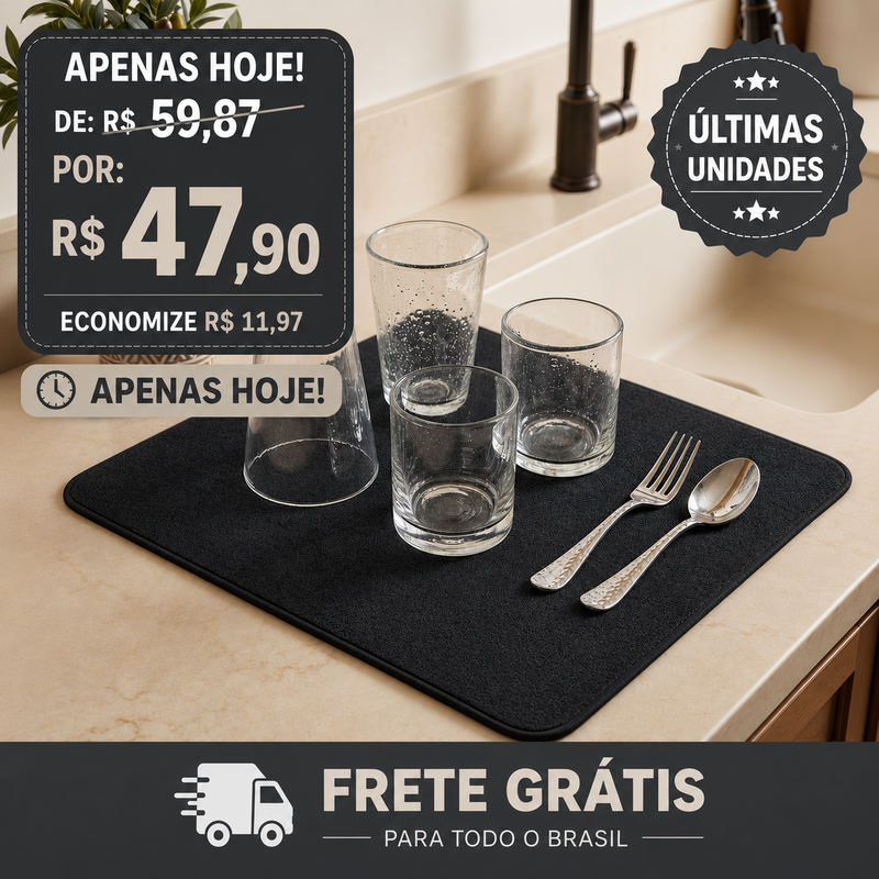 Esteira de Secagem Ultra Absorvente Antiderrapante Premium